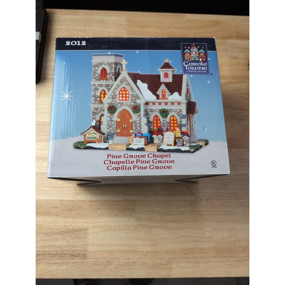 Lemax Pine Grove Village‎ Chapel Lighted New, Open Box Includes Light Cord 2012